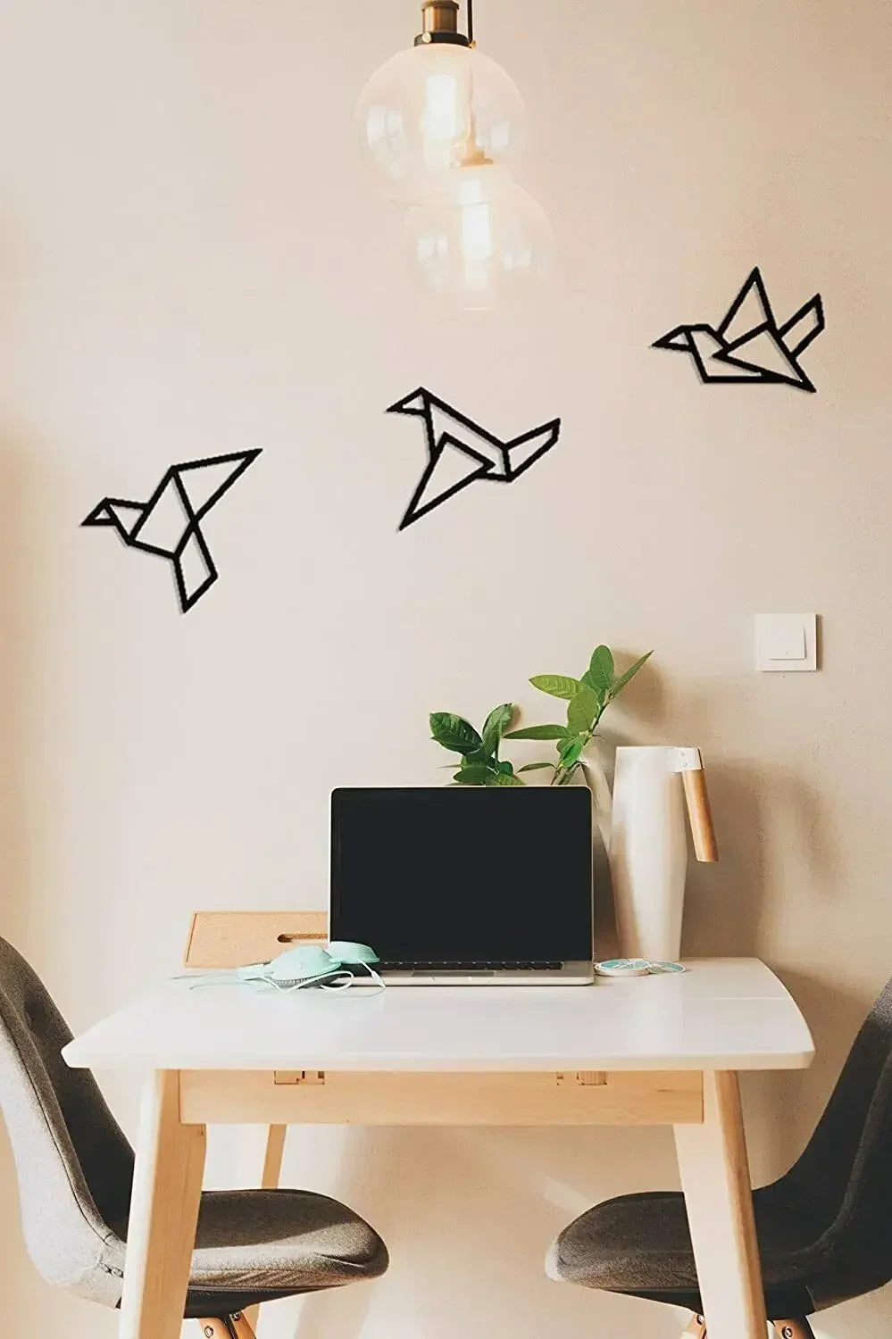 Set aus 3 Stück Eisen Geometrische Vögel 3D Wanddekoration für Nordic Wohnzimmer Esszimmer Schlafzimmer Wanddekoration | Karnz