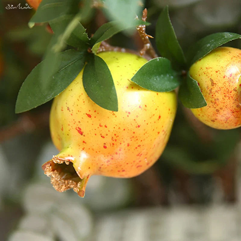6-teilige künstliche Granatapfel-Fruchtzweig mit Blättern