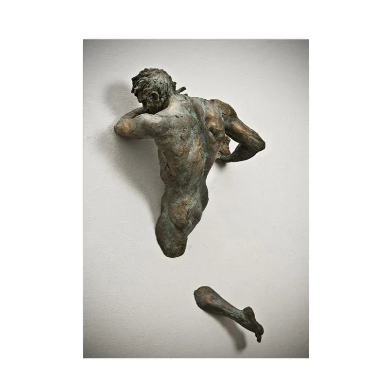 Moderne urbane abstrakte Eisenstatue Wandkunst Fine Art Leinwanddrucke 3D-Visualisierung Figurenkunst Bilder für minimalistische Wohnungswanddekoration | Karnz