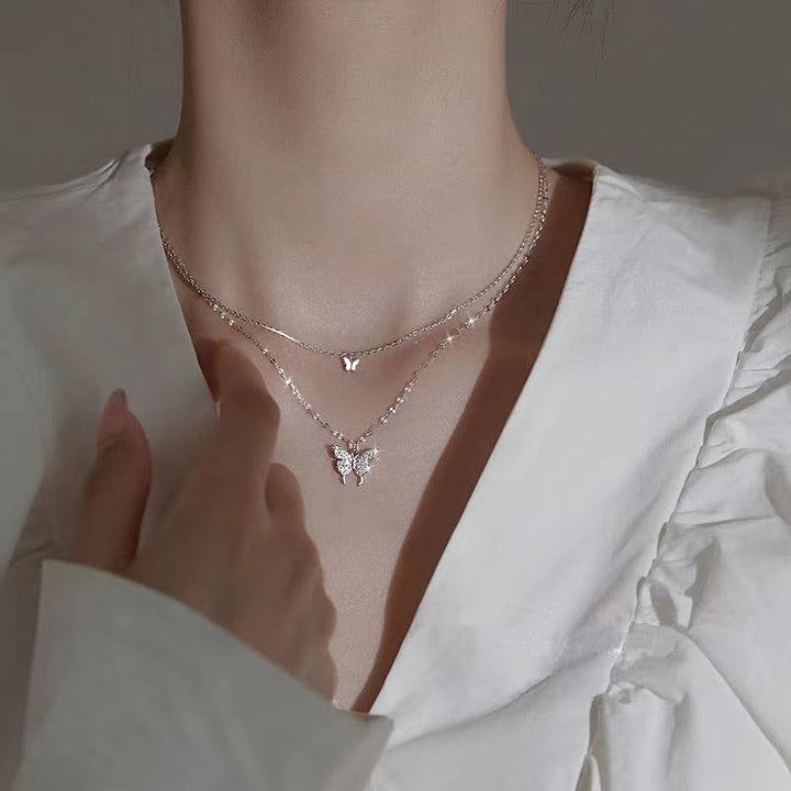 Karnz | Dreamy Wings Silber Doppellagige Halskette