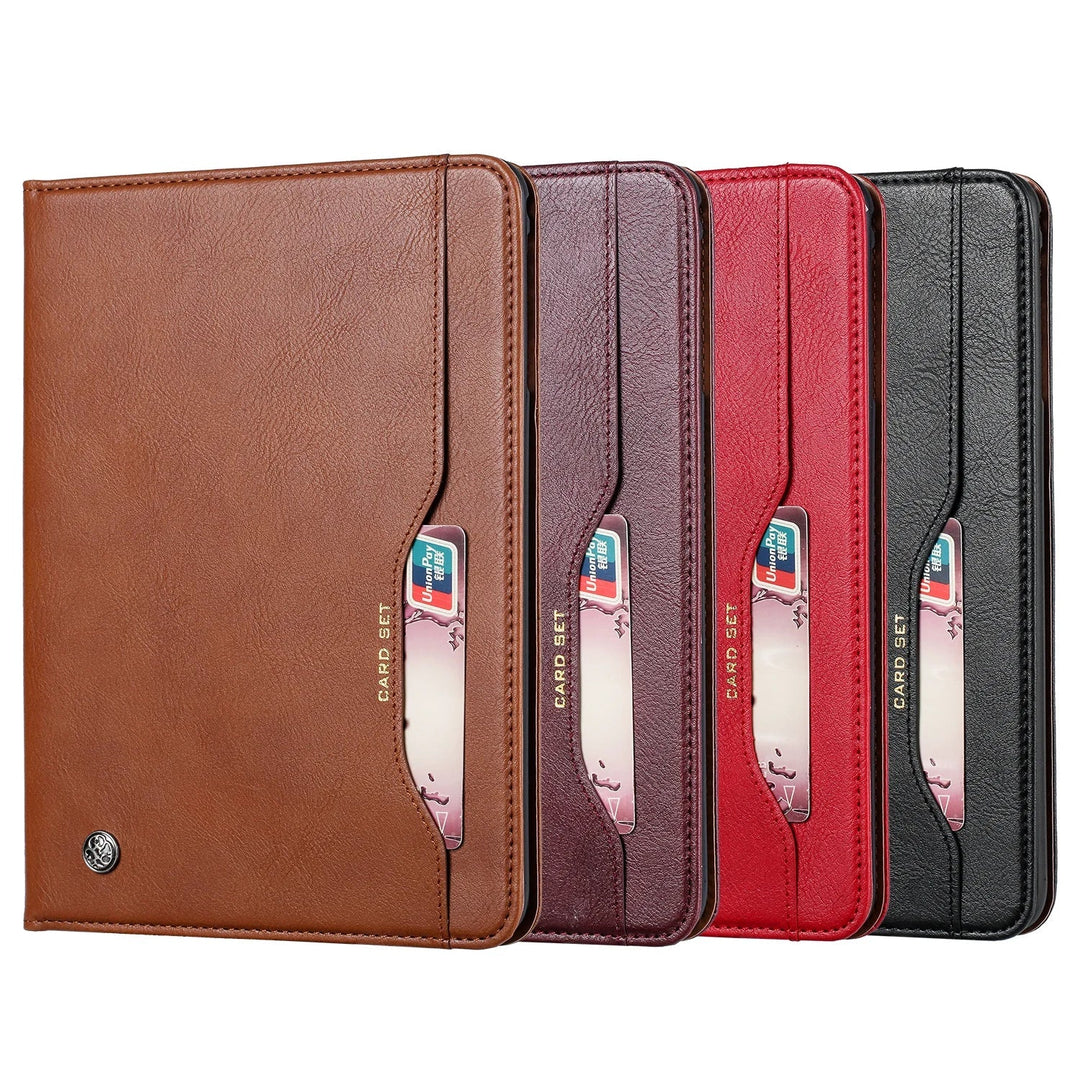 Leder Flip Case für iPad 9,7 (2017-2018), 10,2 (7. / 8. Gen), Air 2/3/4, Pro 9,7/10,5/11 - Wasserdicht, Stoßfest, Business Tablet Hülle
