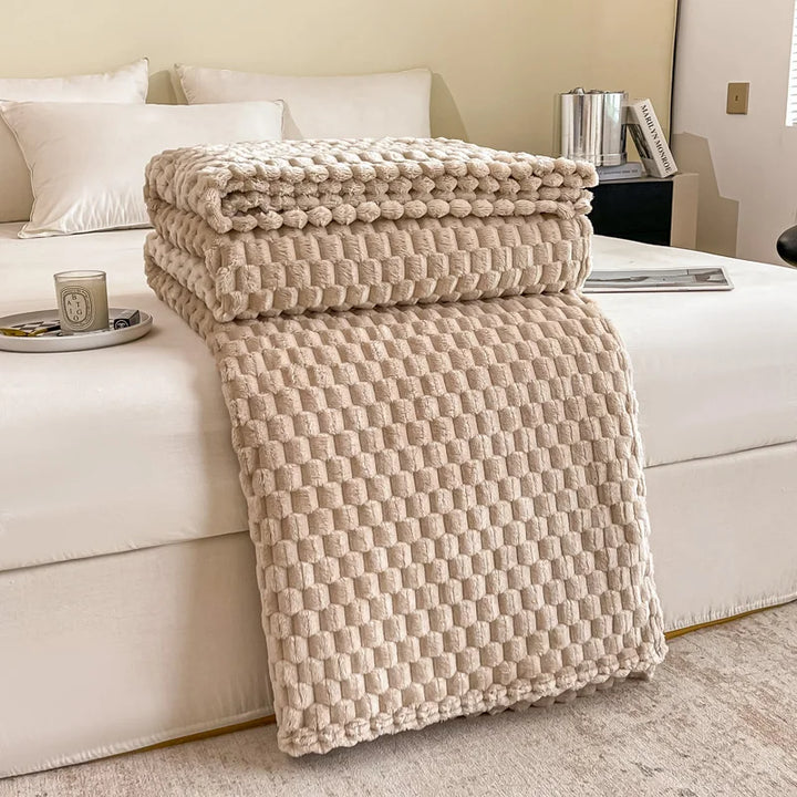 Karnz | Gemusterte weiche Samtdecke warme gemütliche Decke für Sofa und Bett