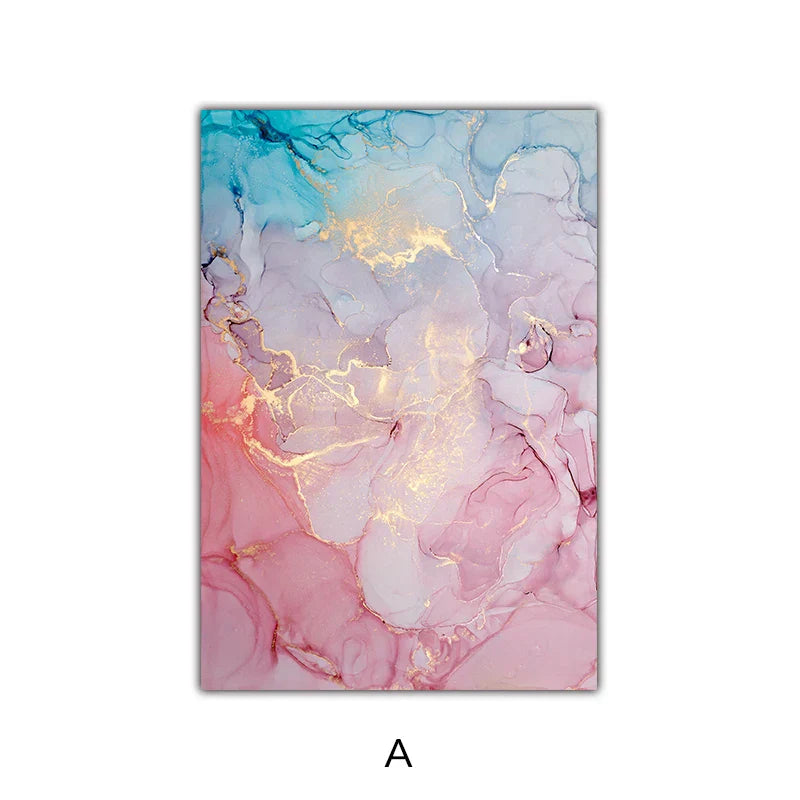 Bunte Schattierungen von Pink Blau Jade Flüssig Marmor Druck Wandkunst Feine Kunstleinwand Drucke Bilder für Wohnzimmer Schlafzimmer Hotel Salon Kunst Dekor | Karnz