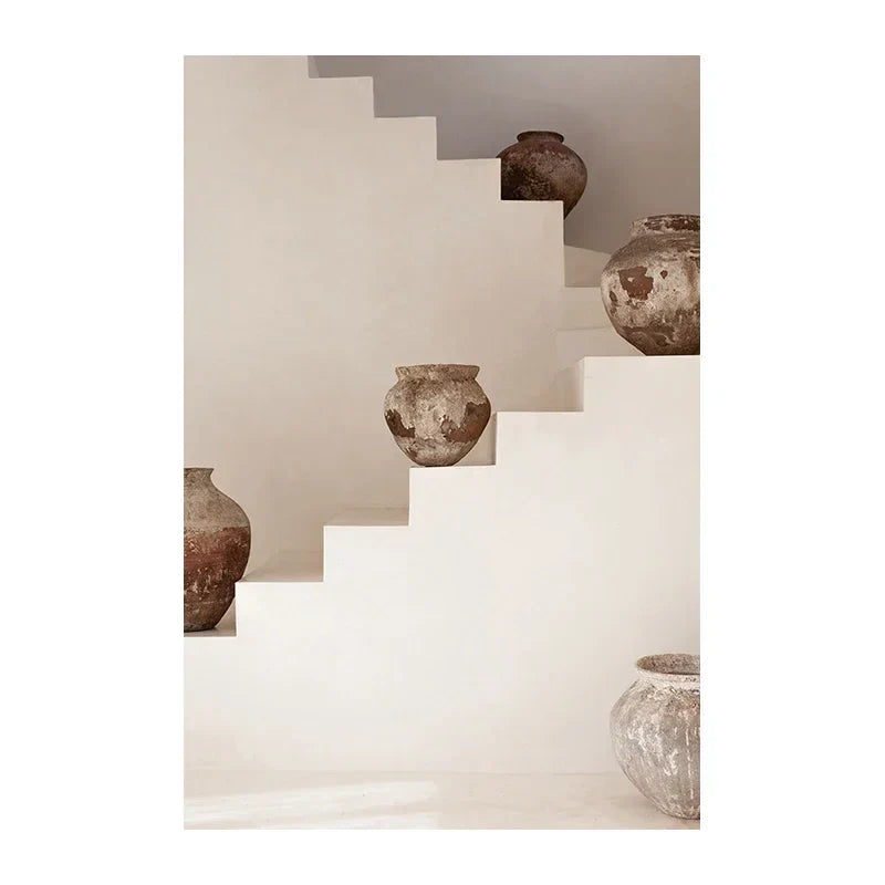 Neutrale Farben Terrakotta Stillleben Vase Wandkunst Fine Art Leinwanddrucke Poster Architekturfotos für modernes Wohnzimmer Schlafzimmer Wohnkultur | Karnz