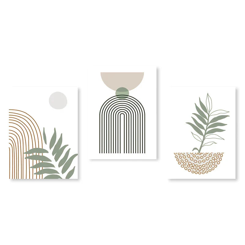 Set aus 3 Stück Modern Abstrakt Bohemian Minimalistisch Geometrisch Wandkunst Fein Kunst Leinwand Drucke Poster Bilder Für Wohnzimmer Dekor | Karnz