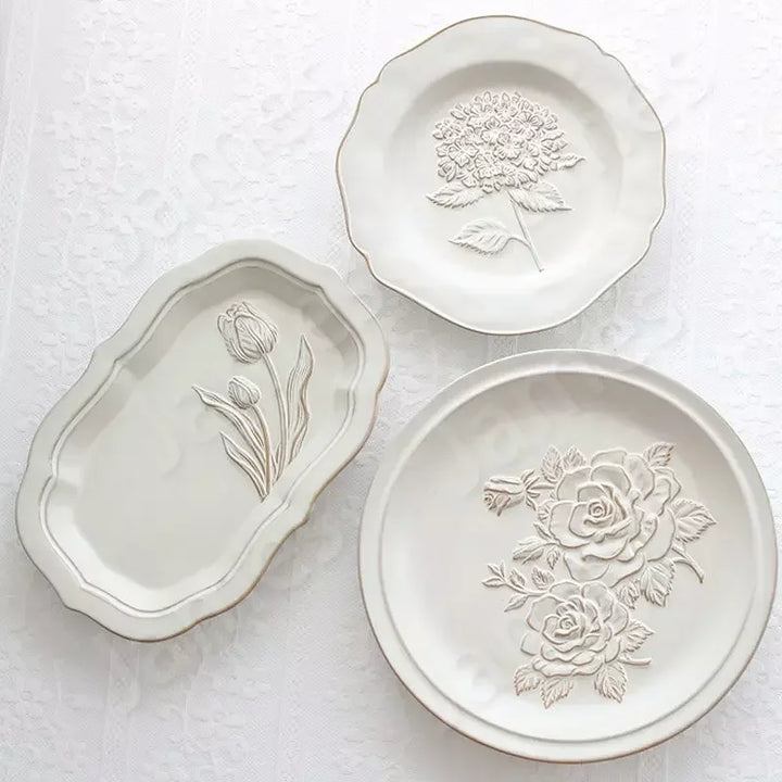 Französische geprägte Blumenplatten
