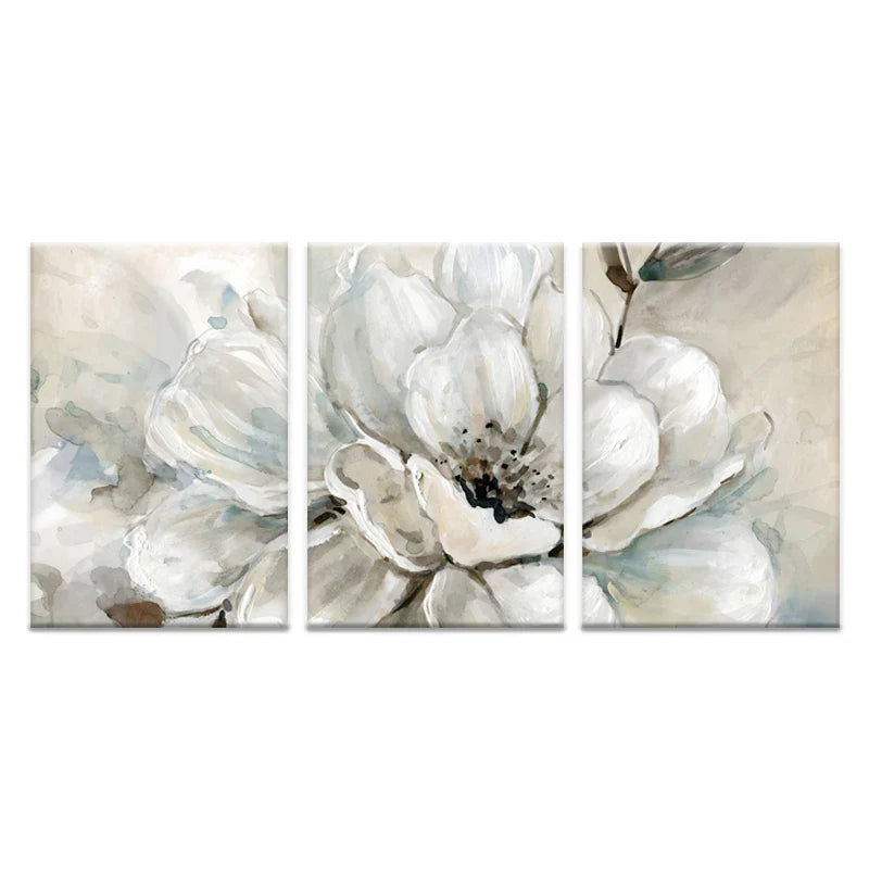 Große Beige Weiße Florale Wandkunst Fine Art Leinwanddrucke Moderne Botanische Bilder Für Wohnzimmer Esszimmer Schlafzimmer Kunst Dekor | Karnz