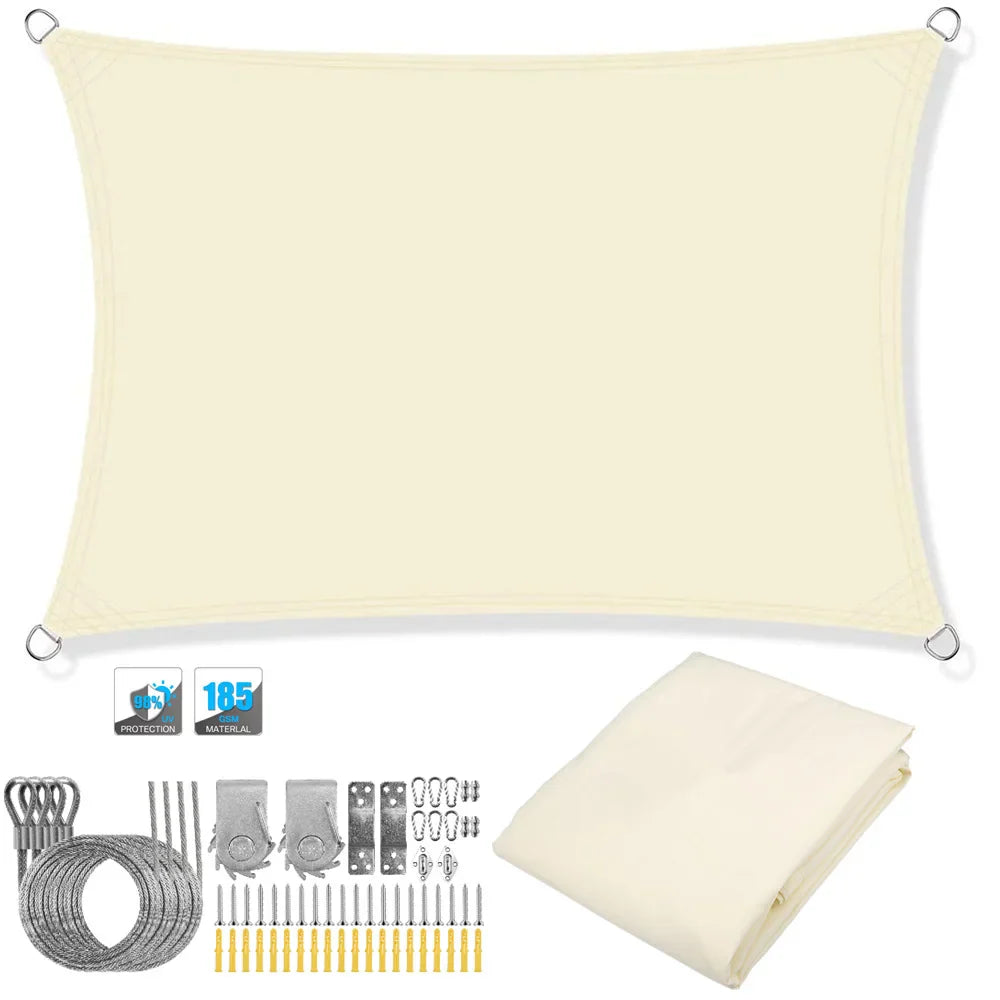 Wasserdichtes rechteckiges Sonnensegel mit UV-Schutz und Montagesatz – ShadeGuard