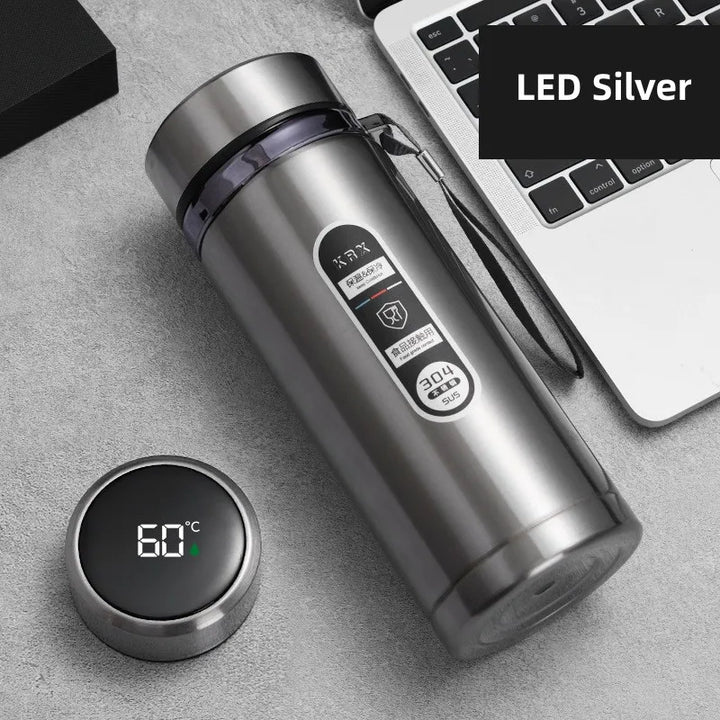 800ml-1L Edelstahl Thermoskanne – Tragbarer Vakuumflasche mit LED-Temperaturanzeige