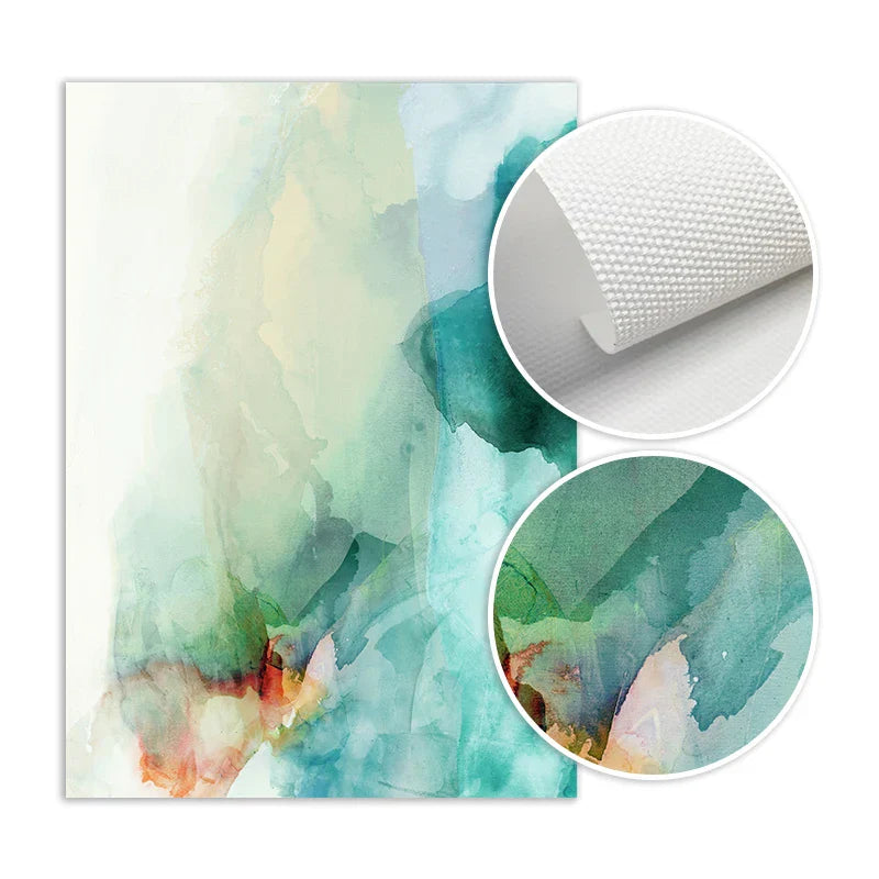Ethereal Whispers Teal Emerald Aquamarin Abstrakte Wandkunst Fine Art Leinwanddrucke Nordische Bilder Für Moderne Wohnung Wohnzimmer Dekor | Karnz
