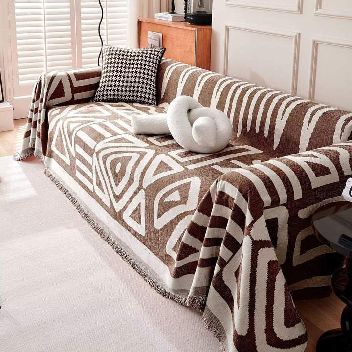 Geometrischer Boho-Stil Sofaüberzug - Modern, Stilvoll & Strapazierfähig Sofa Schutz | Karnz