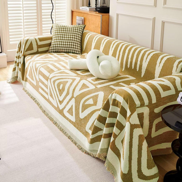 Geometrischer Boho-Stil Sofaüberzug - Modern, Stilvoll & Strapazierfähig Sofa Schutz | Karnz