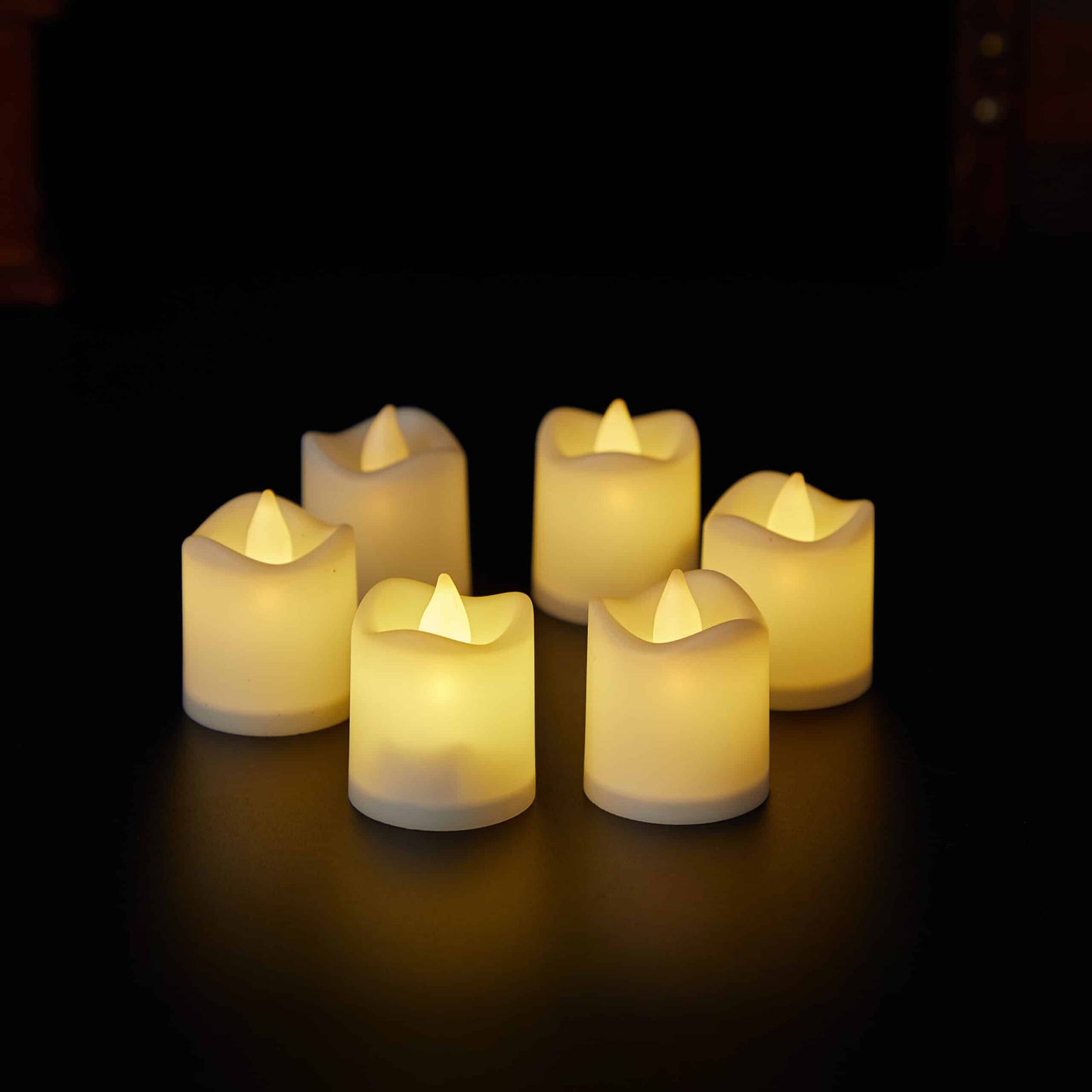 LED-Licht 6er-Pack mit 3D-Flamme - 4,5 cm - Weiß - | Karnz