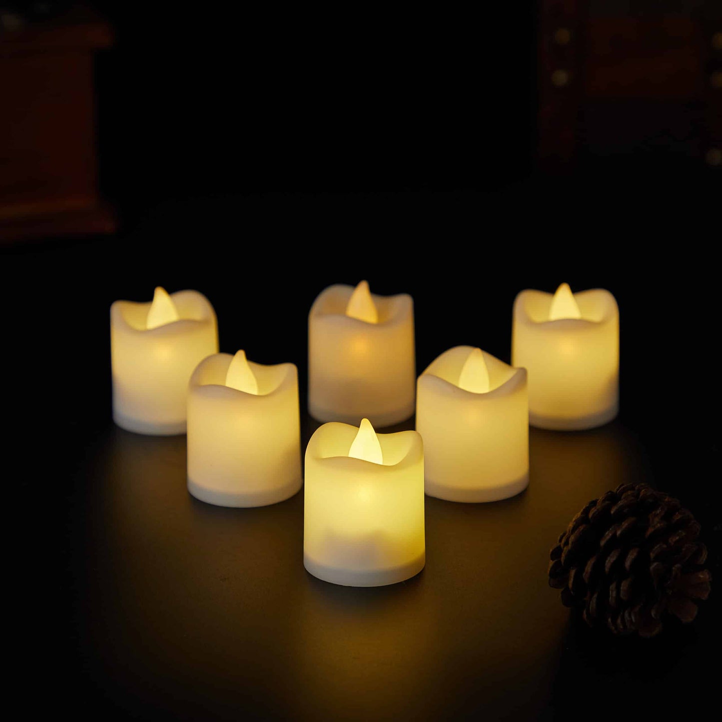 LED-Licht 6er-Pack mit 3D-Flamme - 4,5 cm - Weiß - | Karnz