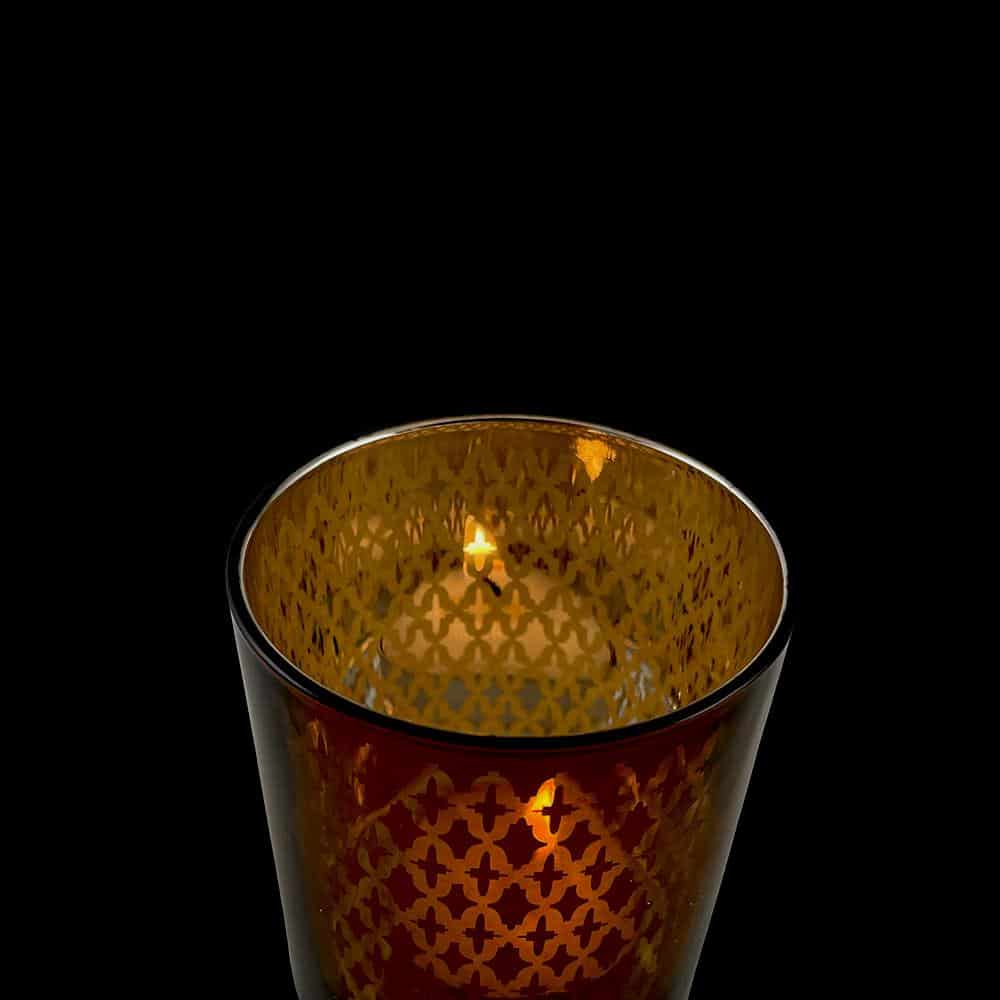 Teelichthalter aus Glas (2 Stk.) Kupfer / schwarz von SIA Home Fashion | Karnz