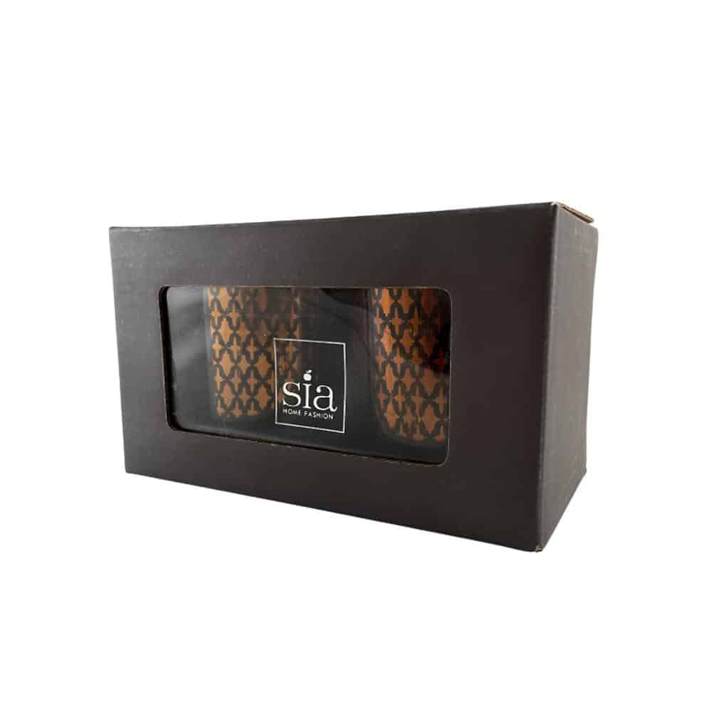 Teelichthalter aus Glas (2 Stk.) Kupfer / schwarz von SIA Home Fashion | Karnz