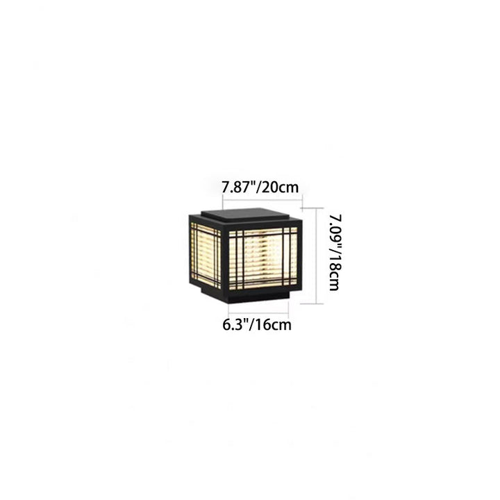 Traditionelle chinesische quadratische Aluminium-Glas 1-Licht Post Kopf Licht für Garten | Karnz
