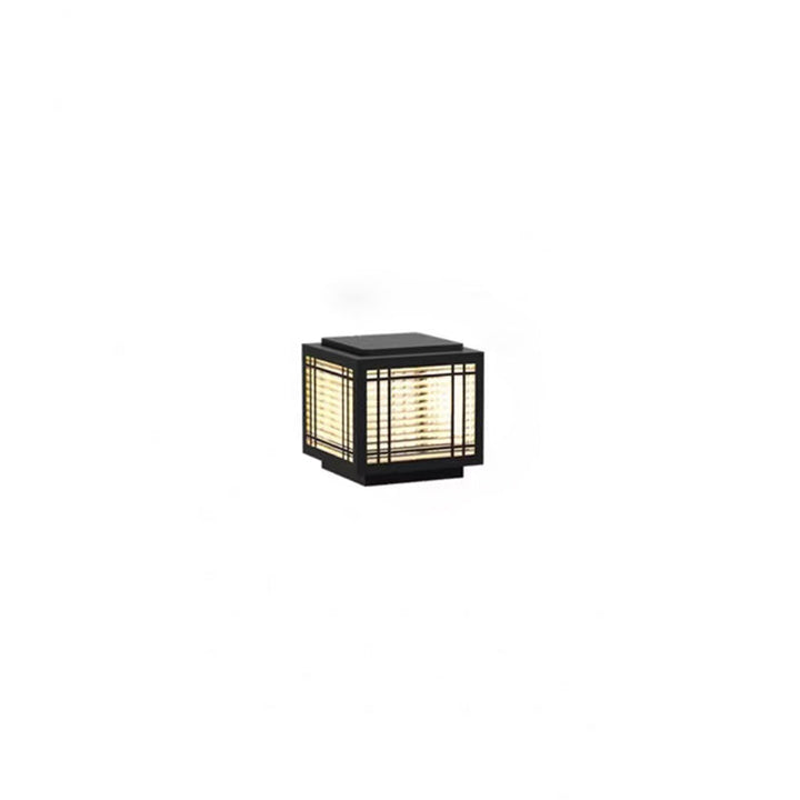 Traditionelle chinesische quadratische Aluminium-Glas 1-Licht Post Kopf Licht für Garten | Karnz