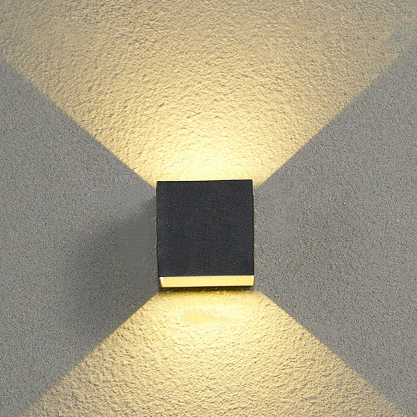 Outdoor Minimalistische Quadratische Würfel Aluminium Wasserdichte LED Wandlampe | Karnz