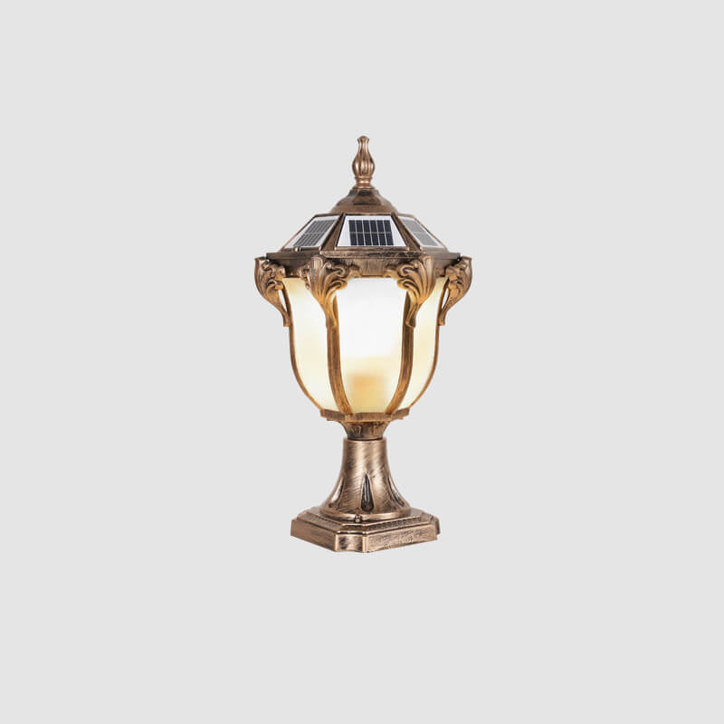 Europäische Retro-Gartenleuchte aus Aluminium-Druckguss, Glas, Solar, wasserdicht, für den Außenbereich