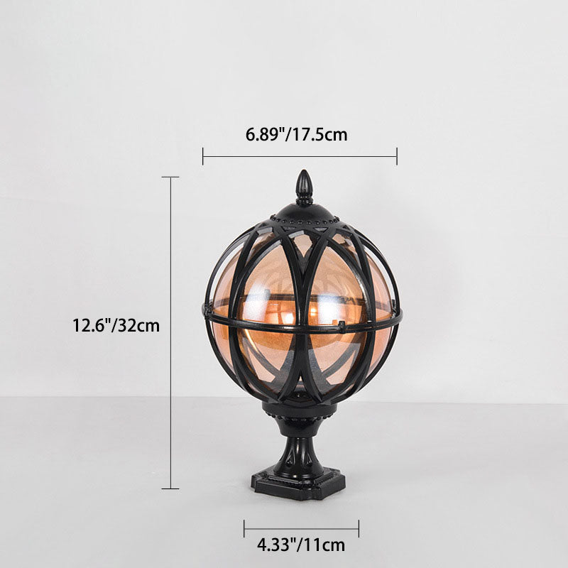 Traditionelle Kolonial-Globus-Glas-Aluminium 1-Licht-Außenleuchte für den Garten | Karnz