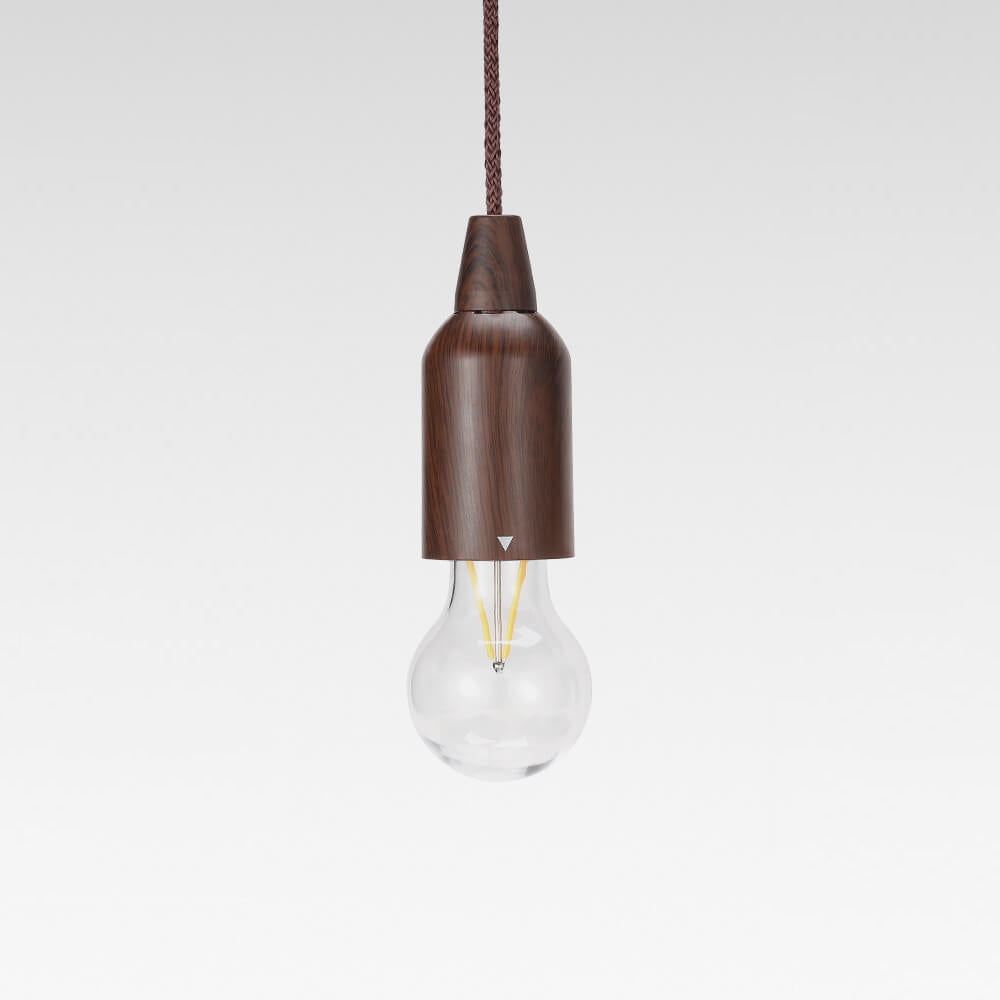 Retro-tragbare, wasserdichte, runde Kegellampe aus Holz mit Batterie-USB-Anschluss, 1-flammig, ideal für Camping und Outdoor-Aktivitäten