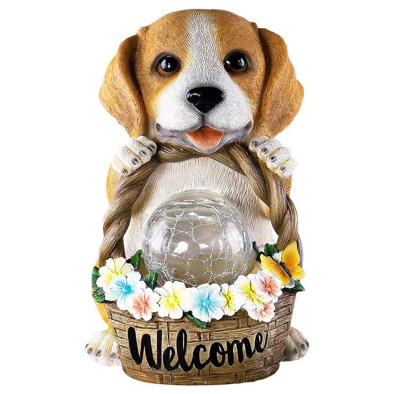 Solar Outdoor Puppy Willkommen LED Garten Harz Landschaftslicht | Karnz