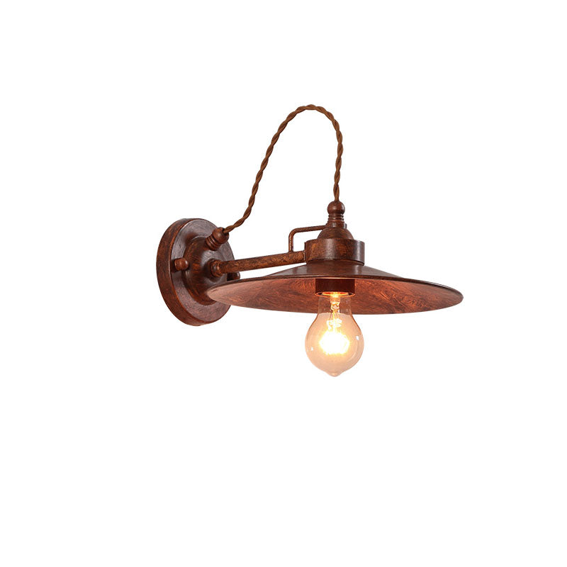 Zeitgenössische industrielle wasserdichte Metallplatten-Schüssel 1-Licht Wandleuchte Lampe für Außenpatio | Karnz