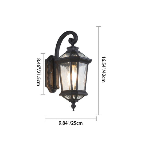 Traditionelle europäische wasserdichte Aluminium-Glas-Oktagon-Zylinder 1-Licht-Wandlampe für den Garten | Karnz
