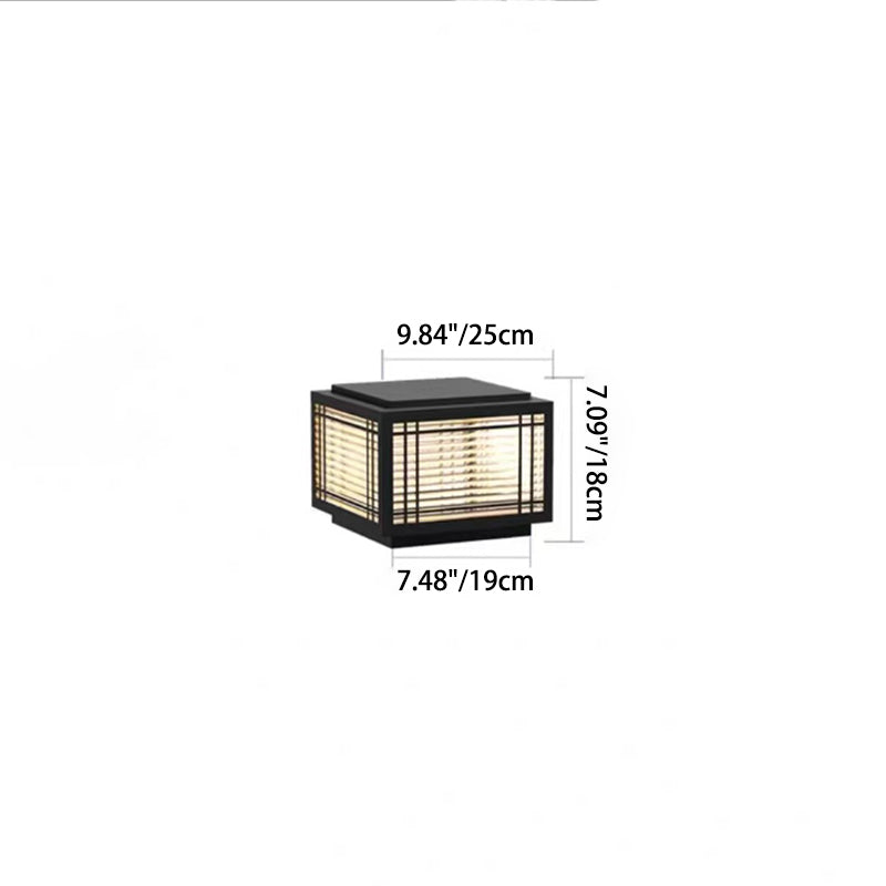 Traditionelle chinesische quadratische Aluminium-Glas 1-Licht Post Kopf Licht für Garten | Karnz