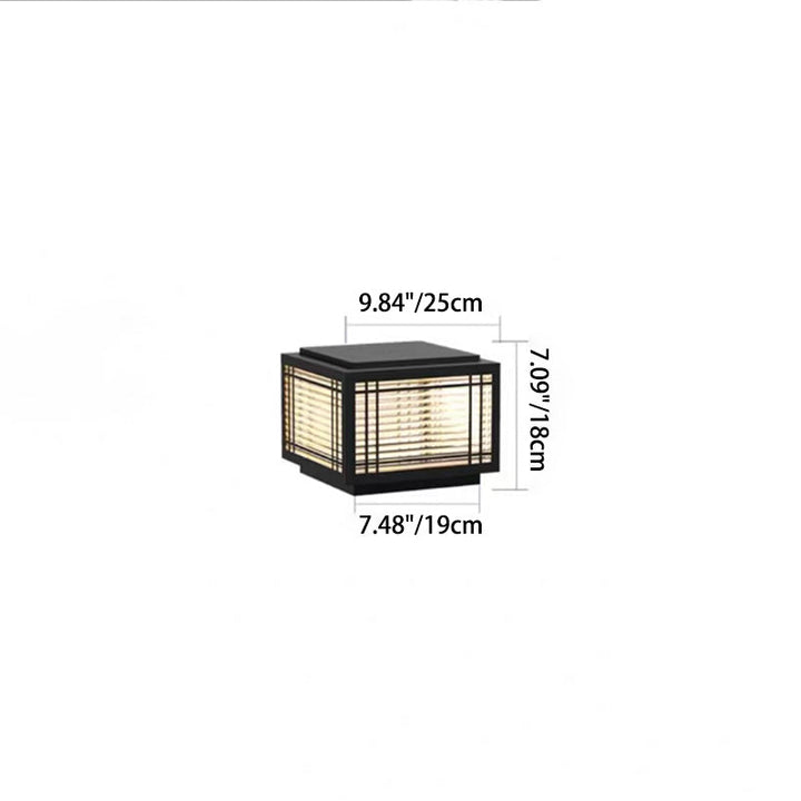 Traditionelle chinesische quadratische Aluminium-Glas 1-Licht Post Kopf Licht für Garten | Karnz