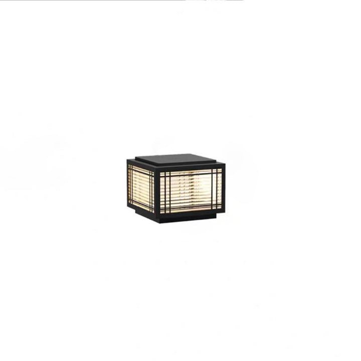 Traditionelle chinesische quadratische Aluminium-Glas 1-Licht Post Kopf Licht für Garten | Karnz
