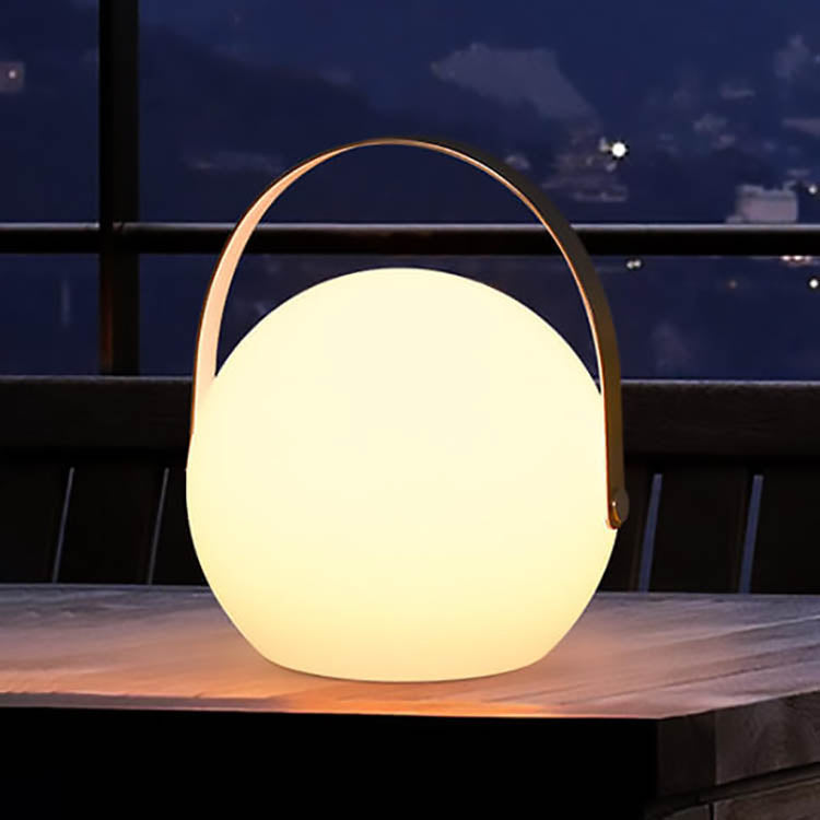 Moderne Einfachheit Kunststoff Runde Square Hand LED Tischlampe Für Outdoor Patio | Karnz