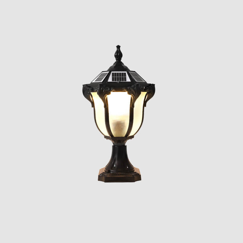 Europäische Retro-Gartenleuchte aus Aluminium-Druckguss, Glas, Solar, wasserdicht, für den Außenbereich