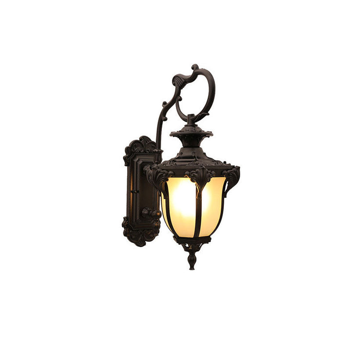 Europäische Retro Aluminium Glas geschnitzte Laterne 1-Licht Außen wasserdichte Wand Sconce Lampe | Karnz