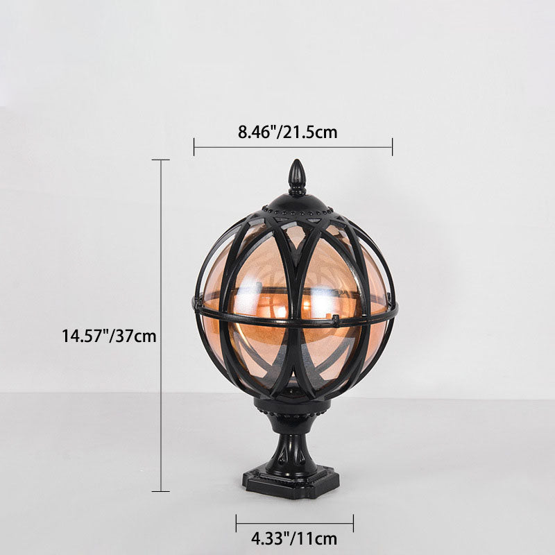 Traditionelle Kolonial-Globus-Glas-Aluminium 1-Licht-Außenleuchte für den Garten | Karnz