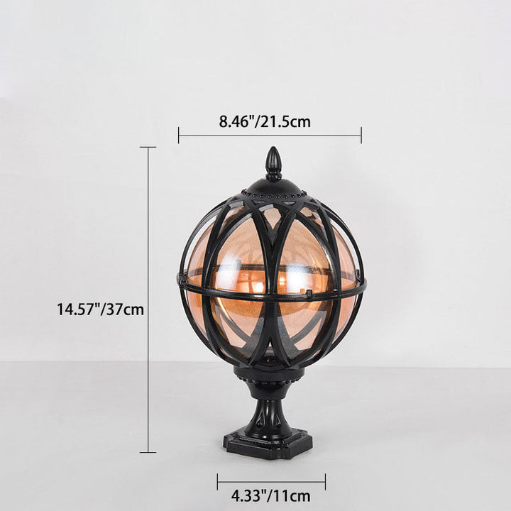 Traditionelle Kolonial-Globus-Glas-Aluminium 1-Licht-Außenleuchte für den Garten | Karnz
