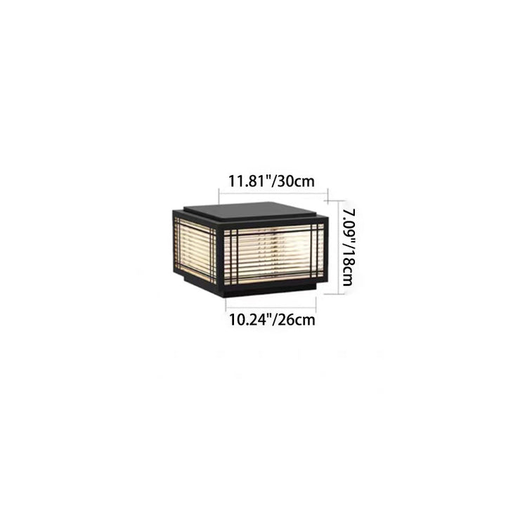 Traditionelle chinesische quadratische Aluminium-Glas 1-Licht Post Kopf Licht für Garten | Karnz