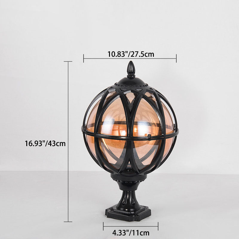 Traditionelle Kolonial-Globus-Glas-Aluminium 1-Licht-Außenleuchte für den Garten | Karnz