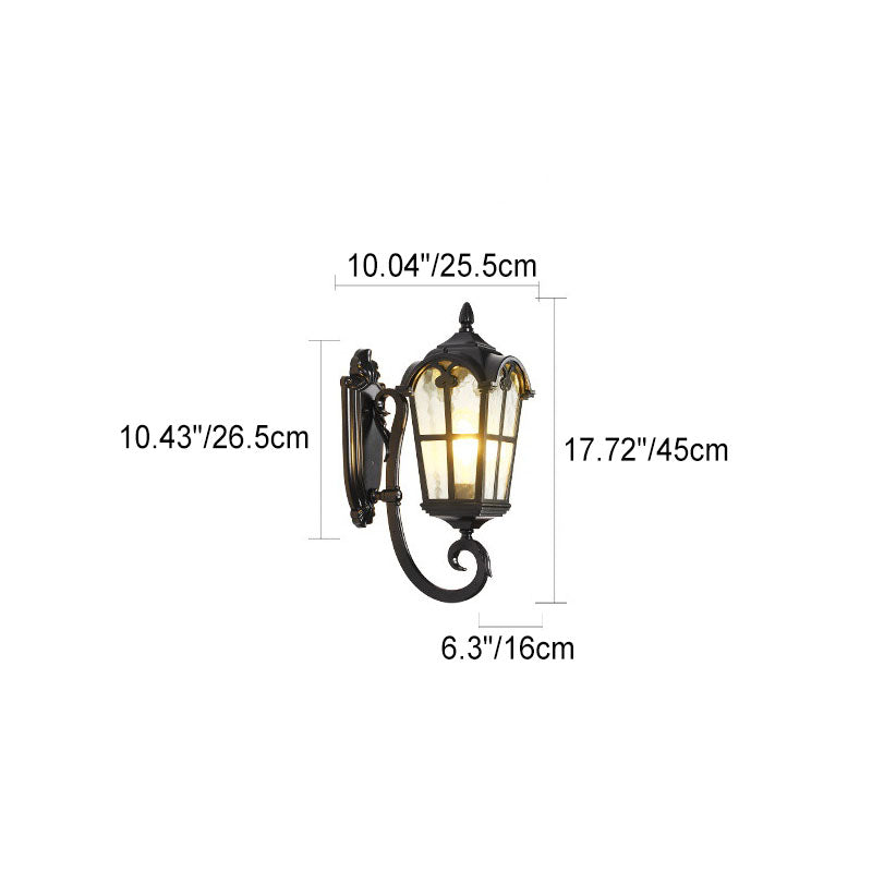 Traditionelle europäische quadratische Fensterform Aluminium Glas 1-Licht Wand sconce Lampe für Außenpatio | Karnz
