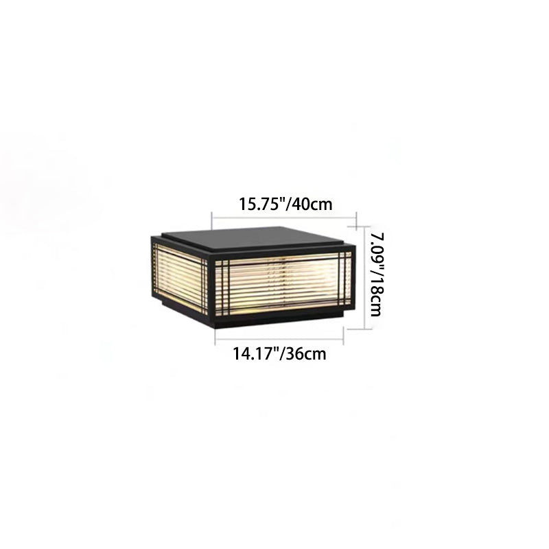 Traditionelle chinesische quadratische Aluminium-Glas 1-Licht Post Kopf Licht für Garten | Karnz