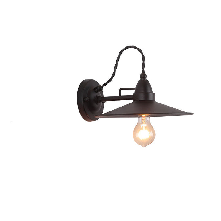 Zeitgenössische industrielle wasserdichte Metallplatten-Schüssel 1-Licht Wandleuchte Lampe für Außenpatio | Karnz