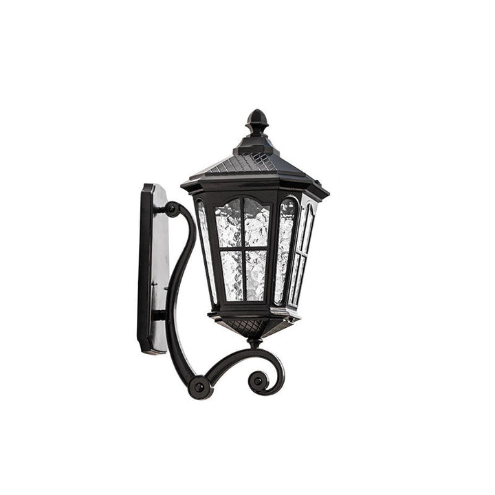Europäische Outdoor-Laterne Aluminium Glas Wasserdicht 1-Licht Wand Sconce Lampe | Karnz