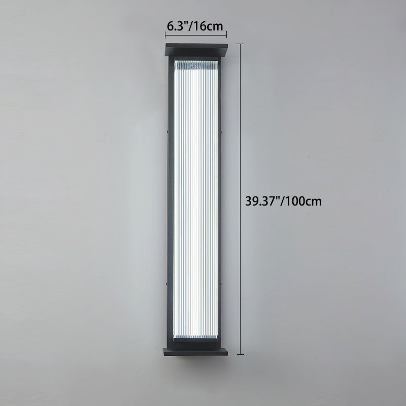 Wasserdichte, rechteckige LED-Wandleuchte aus Edelstahl und Acryl für die Terrasse