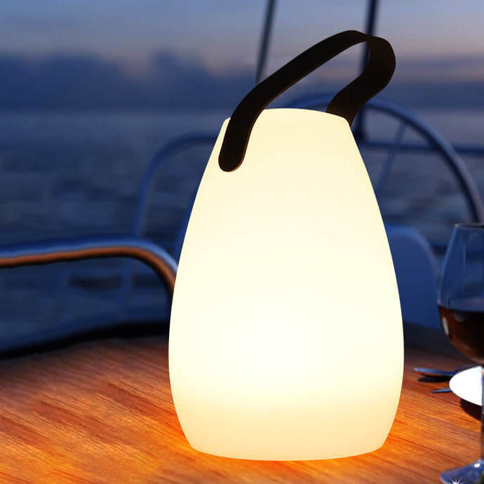 Moderne Einfachheit Kunststoff Runde Square Hand LED Tischlampe Für Outdoor Patio | Karnz