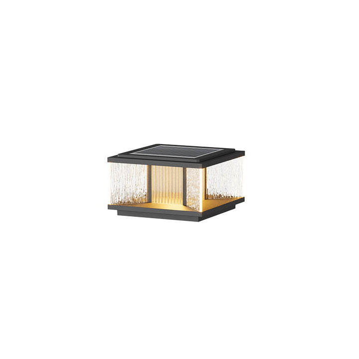 Moderne Einfachheit Aluminium Quadrat Wasser-gewelltes Glas LED wasserdichte Solar Pfostenlampe Rasenlicht für Garten | Karnz