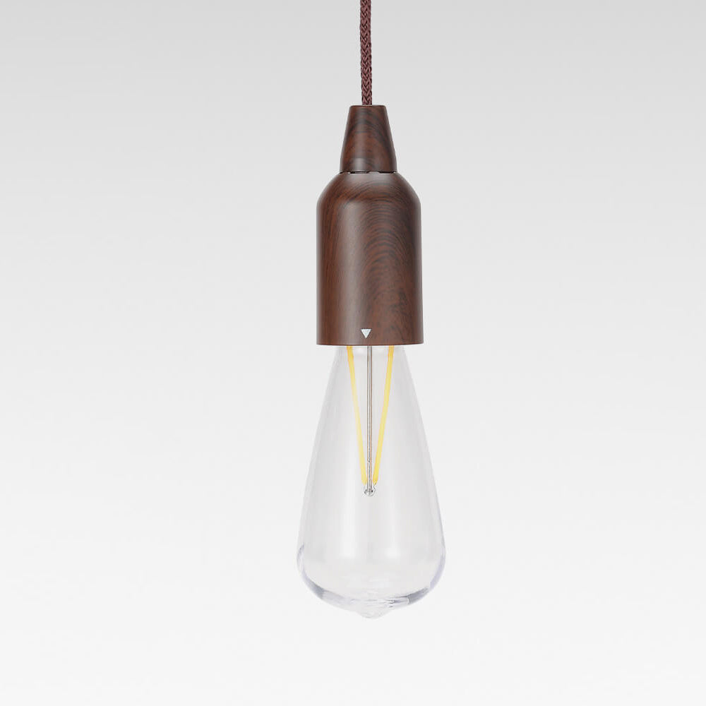 Retro-tragbare, wasserdichte, runde Kegellampe aus Holz mit Batterie-USB-Anschluss, 1-flammig, ideal für Camping und Outdoor-Aktivitäten