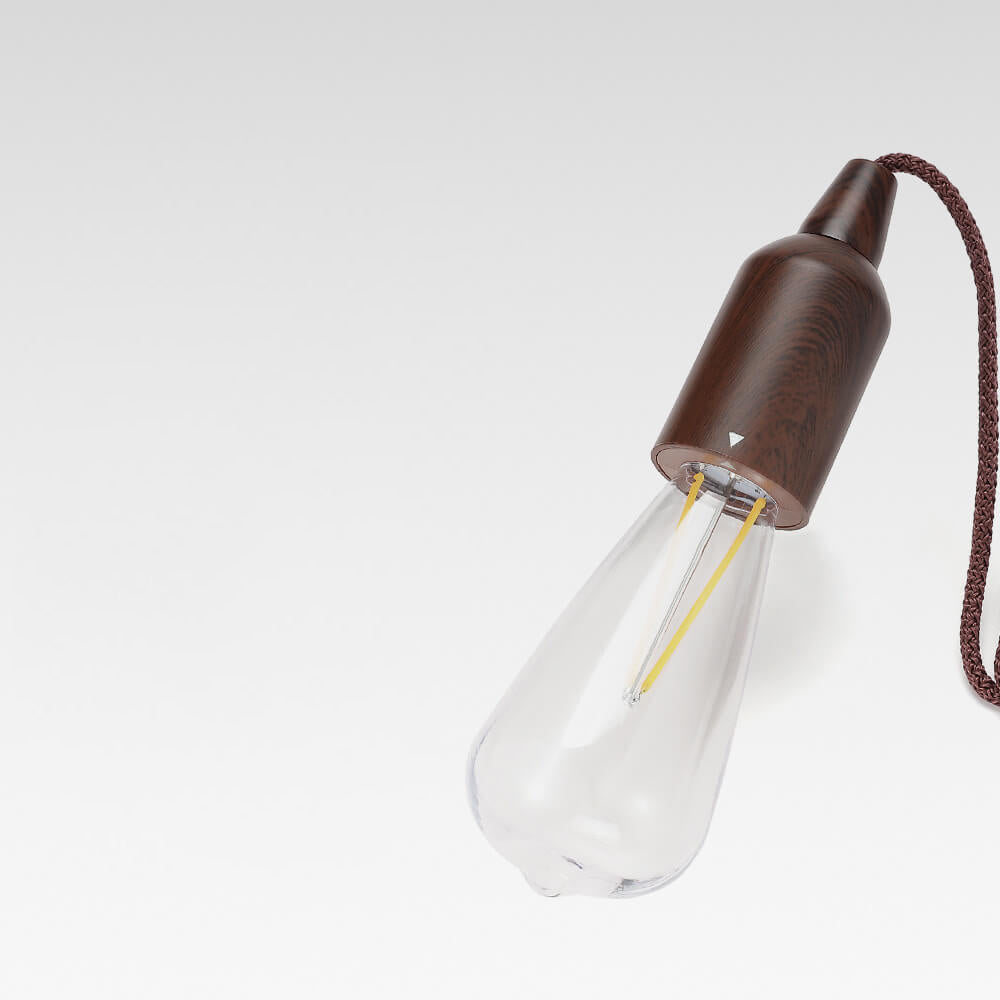 Retro-tragbare, wasserdichte, runde Kegellampe aus Holz mit Batterie-USB-Anschluss, 1-flammig, ideal für Camping und Outdoor-Aktivitäten