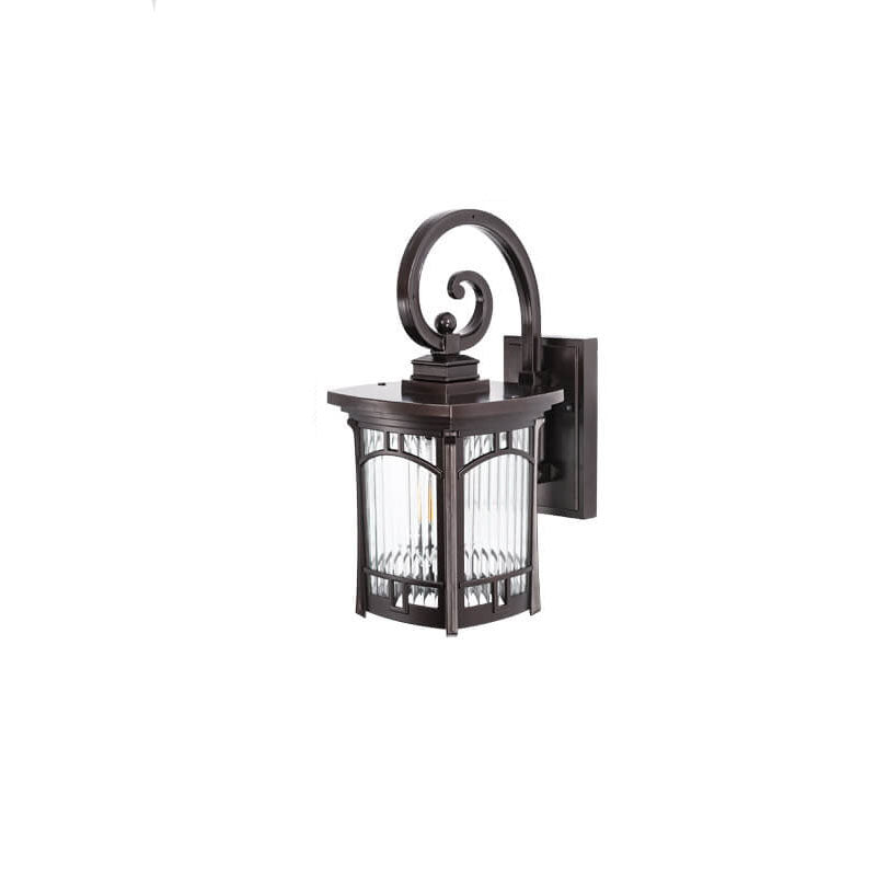 Moderne quadratische Aluminium-Glas-carved 1-Licht Außen wasserdichte Wandlampe | Karnz