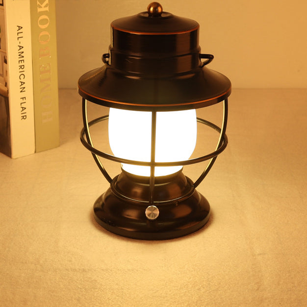 Traditionelles Bauernhaus Wasserdichte Wiederaufladbare Eisen Acryl Zylinder LED Tischlampe Für Unterhaltungsraum | Karnz